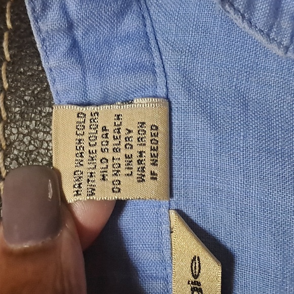 Ecologie Blue Linen Tunic Top Blouse with Adjustable Sleeves Size M - Picture 8 of 8